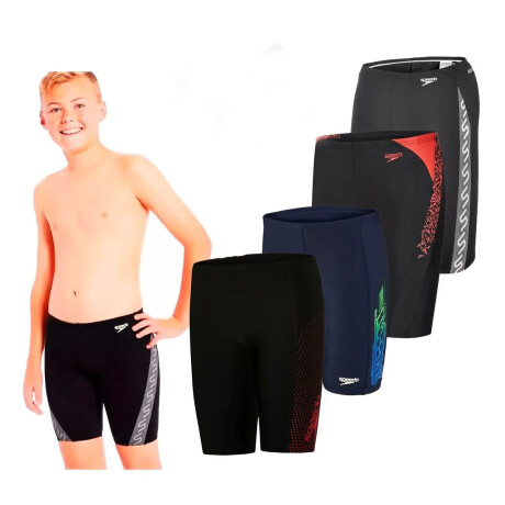 Malla Jammer Speedo Calza Niño Natación Piscina Rojo/Negro