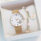 Set De Reloj Mariposa Y Flor Marrón
