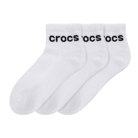 Medias Crocs Linear Logo Quarter (Half Cushion) Unisex White