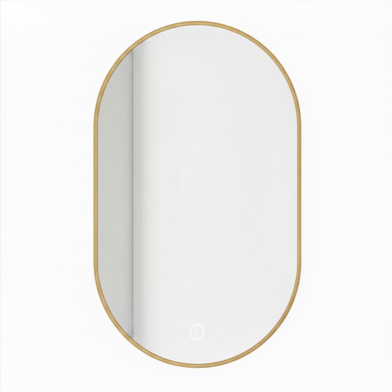 Espejo Vertical Lumax Moddy Marco Ovalado y Luz Led 50x70cm Dorado