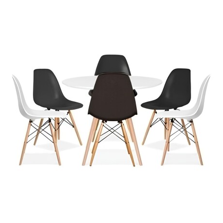 Juego de comedor Con Mesa Circular de 120cm + 6 sillas Eames Blanco