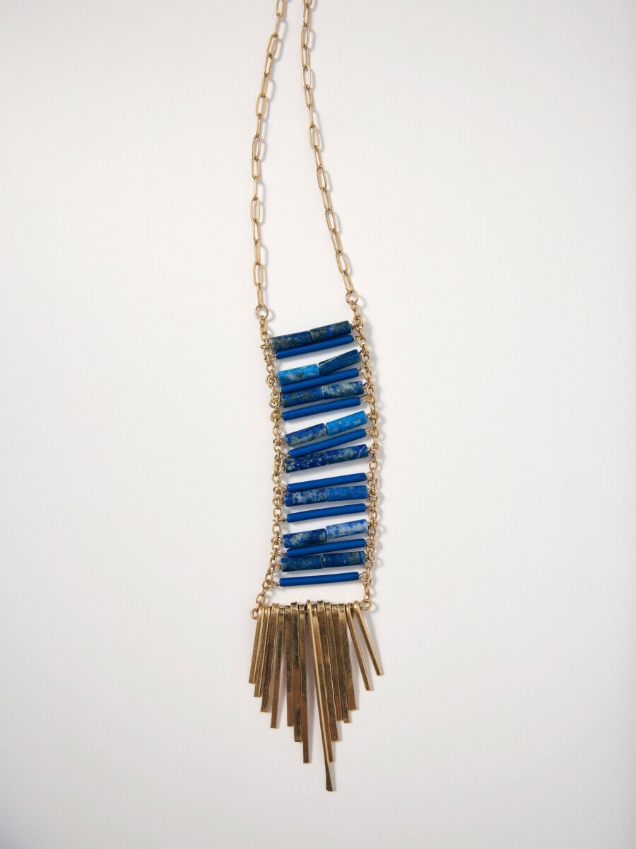 Collar Largo Colgante De Piedra azul