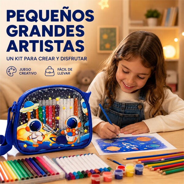 Set de Arte Infantil con Bolso 57 Piezas para Pintar y Dibujar Azul