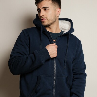 Campera Felpa y Corderito Navy