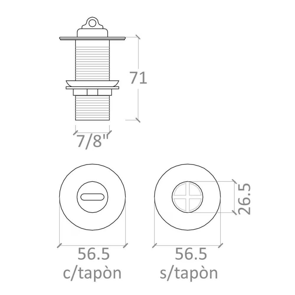 Válvula lavatorio bronce cromado 7/8" t/plasti. Válvula Lavatorio Bronce Cromado 7/8" T/plasti.