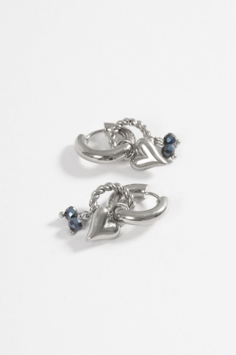 Aros acero cuore plateado