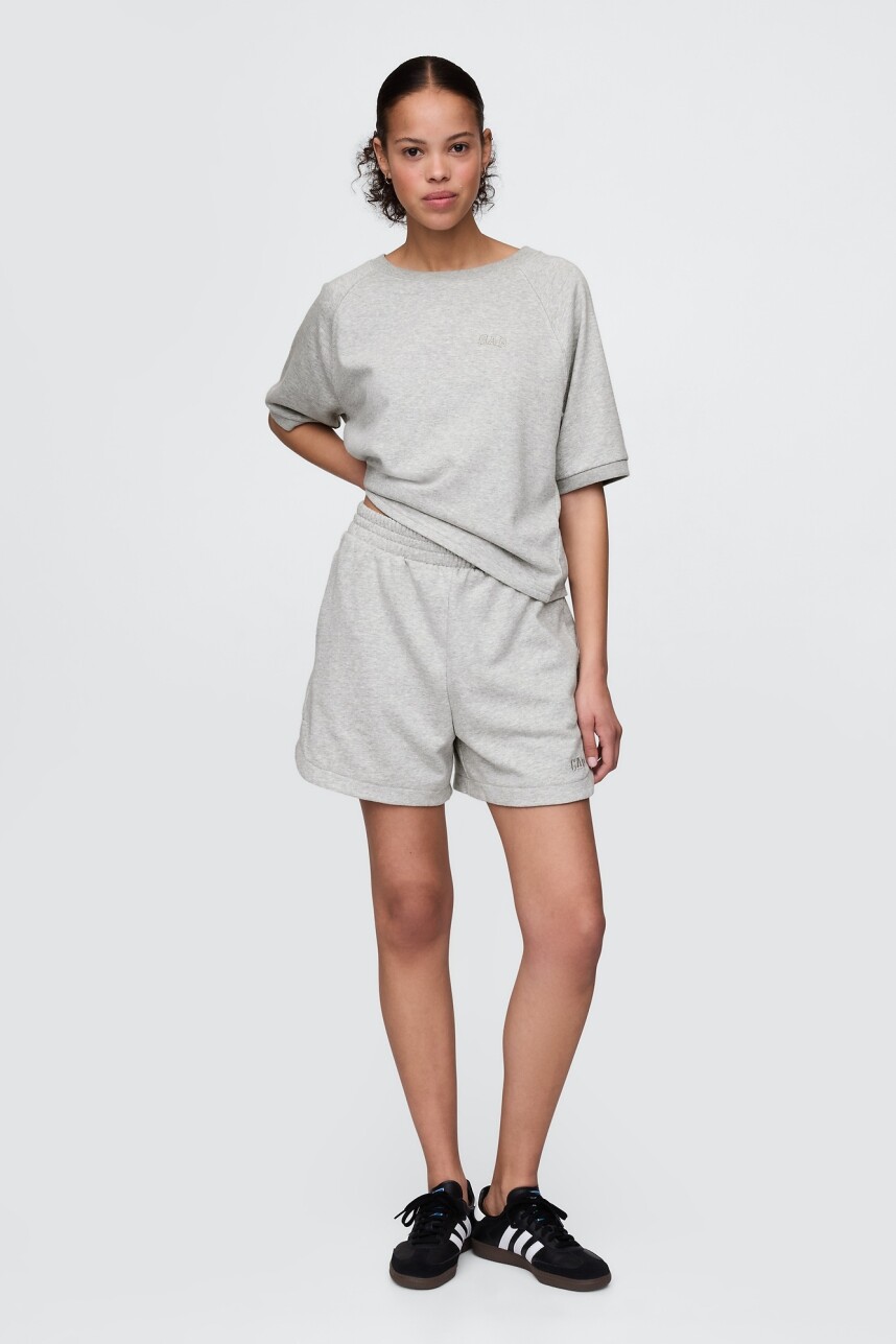 Short Sin Felpa Logo Gap Mujer Light Heather Grey B08