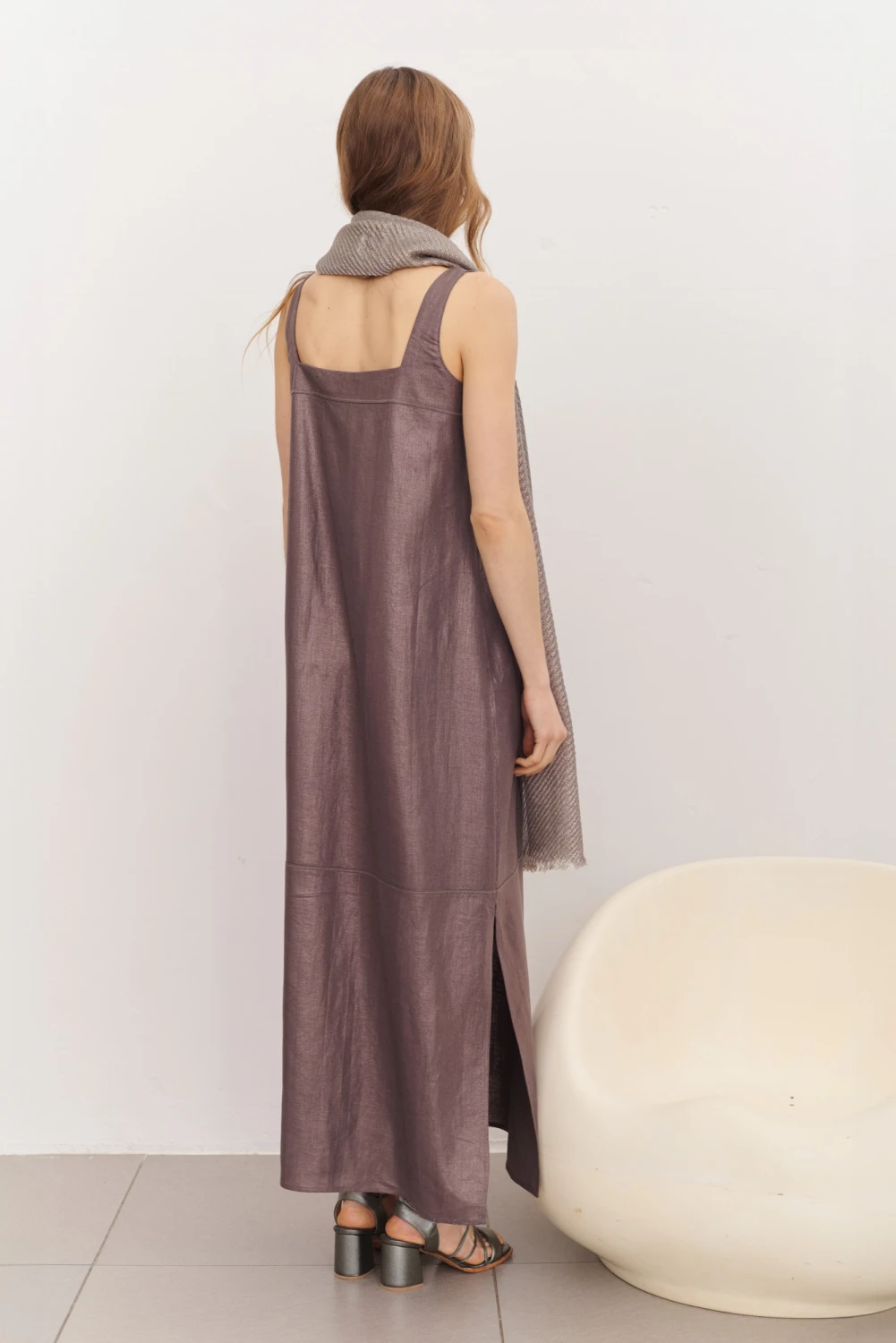 VESTIDO LINO FOIL bronce 2