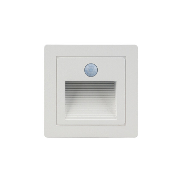 Aplique pared cuad bco 3W cálida IP65 180lm ZU0309