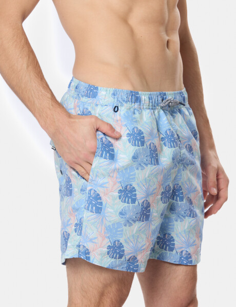 SHORT DE BAÑO ESTAMPADO Celeste