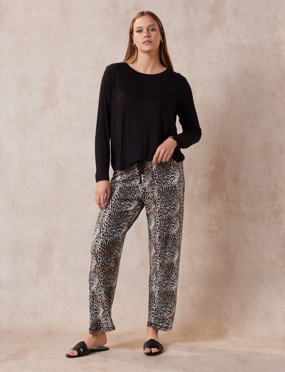 Pijama Con Pantalón - Negro/multi 