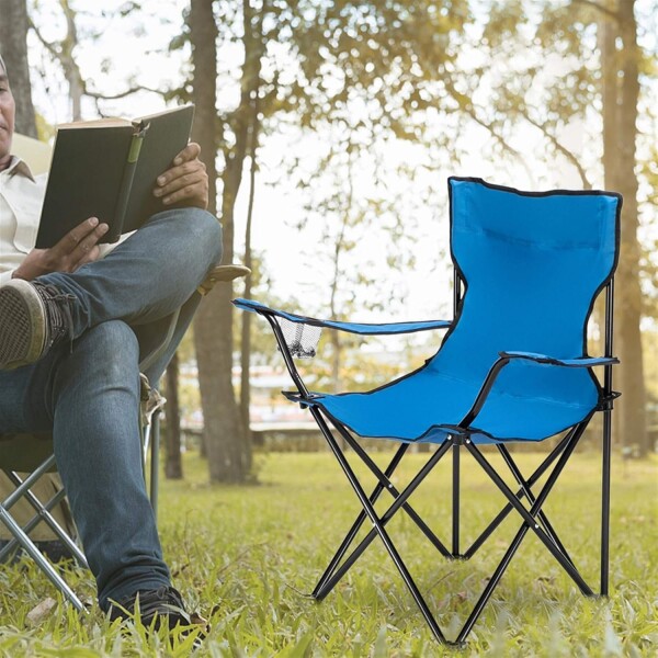 Silla Plegable De Camping Con Portavasos Exteriores Funda Variante Color Azul