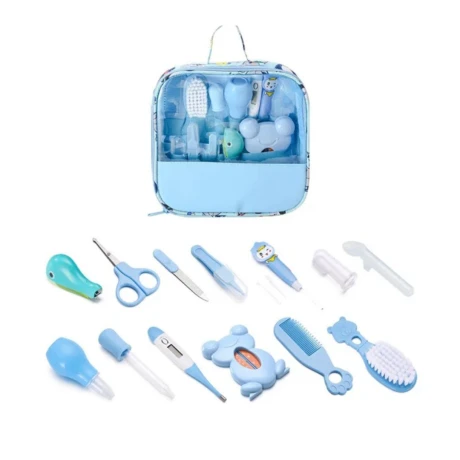 Set Higiene Bebé Cuidado Salud Kit 14 Piezas Completo Color Celeste