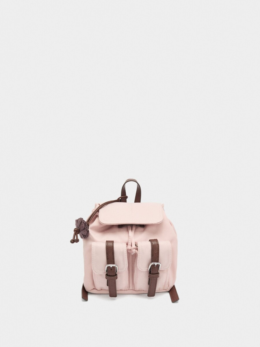 Mini Mochila De Nylon Con Colgante rosa