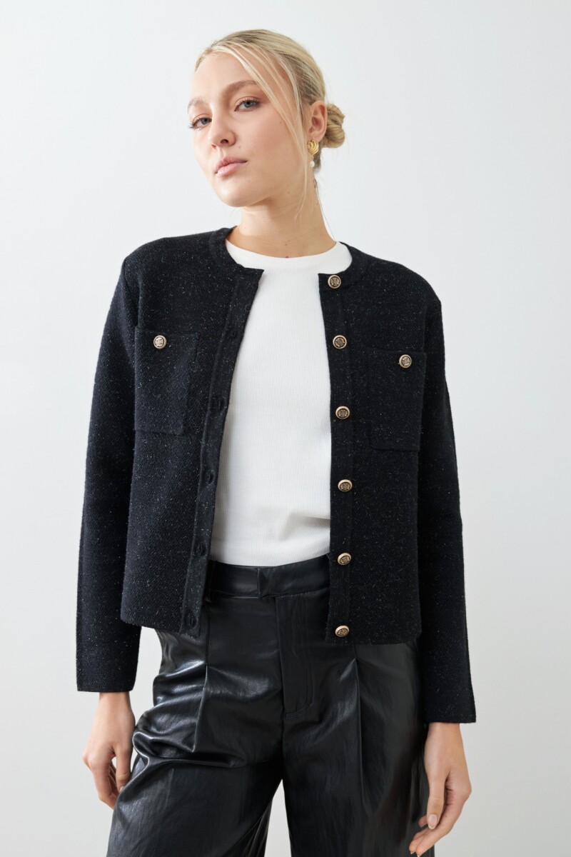 Chaqueta tejida con bolsillos negro