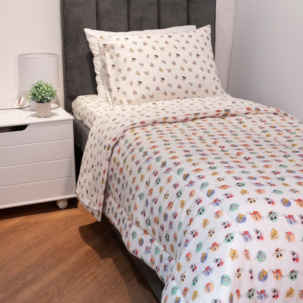 ACOLCHADO 1 PLAZA ALGODON NATURAL-BEIGE MICKEY&FRIENDS II ARENA