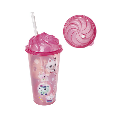 Vaso Plástico Milk Shake con Forma y Pajita La Casa de Gabby 500 ml U