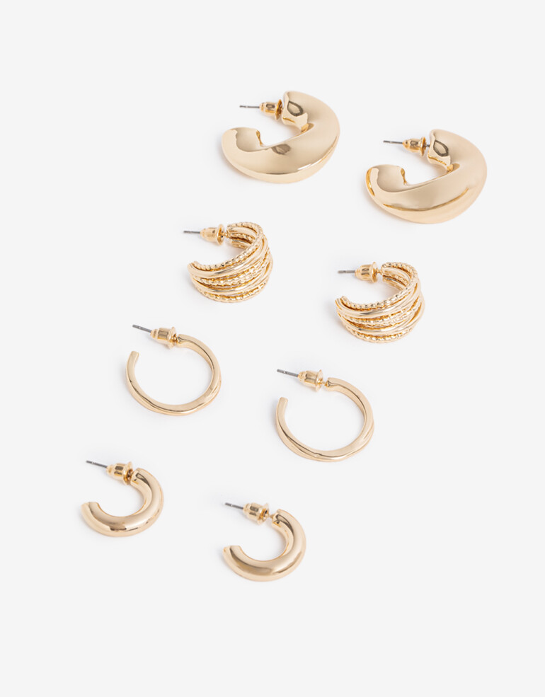 Aros Argollas Set Metal Aros Argolla Set Metal - Dorado