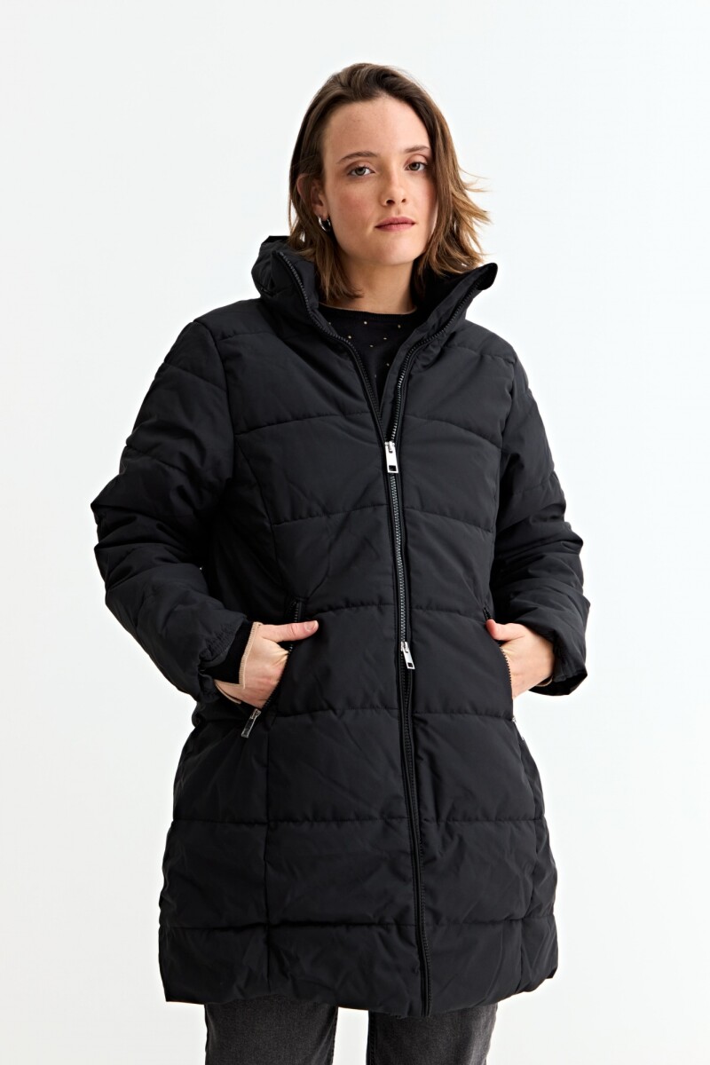 Campera puffer larga NEGRO