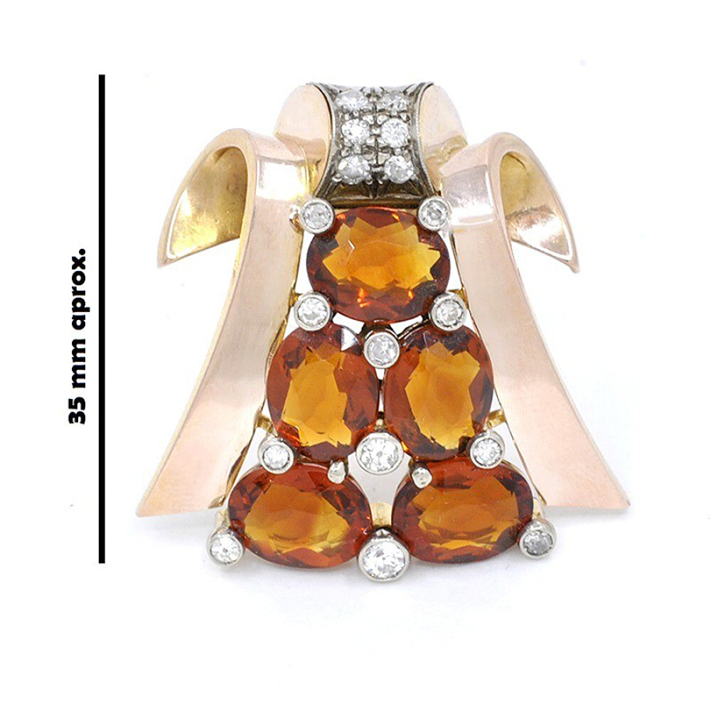 Clip Prendedor 18K Con Brillantes Y Topacios Clip Prendedor 18K Con Brillantes Y Topacios