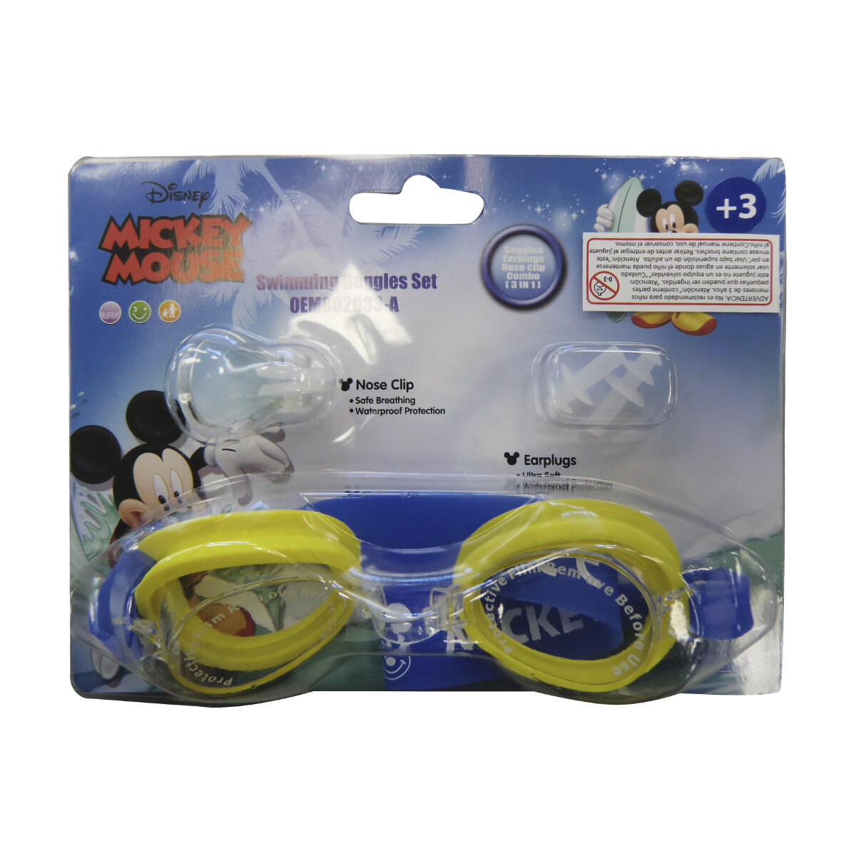 Lentes Natación Frozen con Clip y Tapón Mickey 