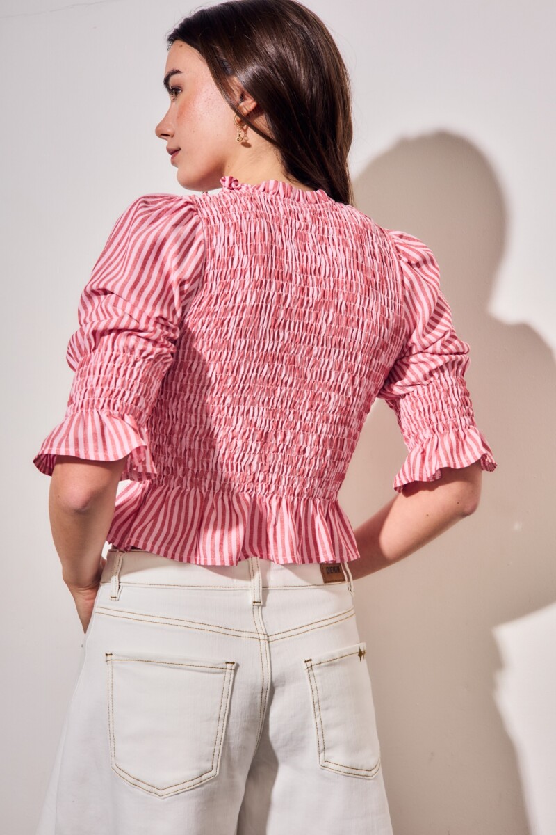 Blusa Rayada Rosa