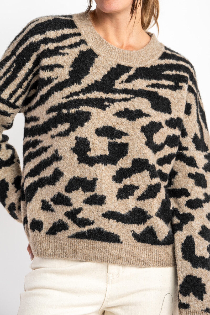 Sweater Animal Print - Gris 