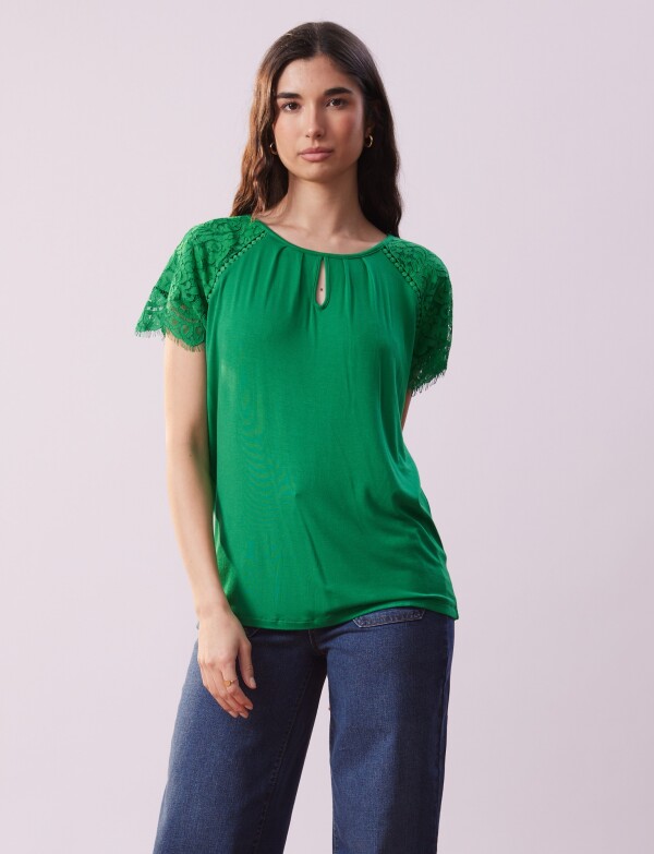 Remera Manga Encaje VERDE