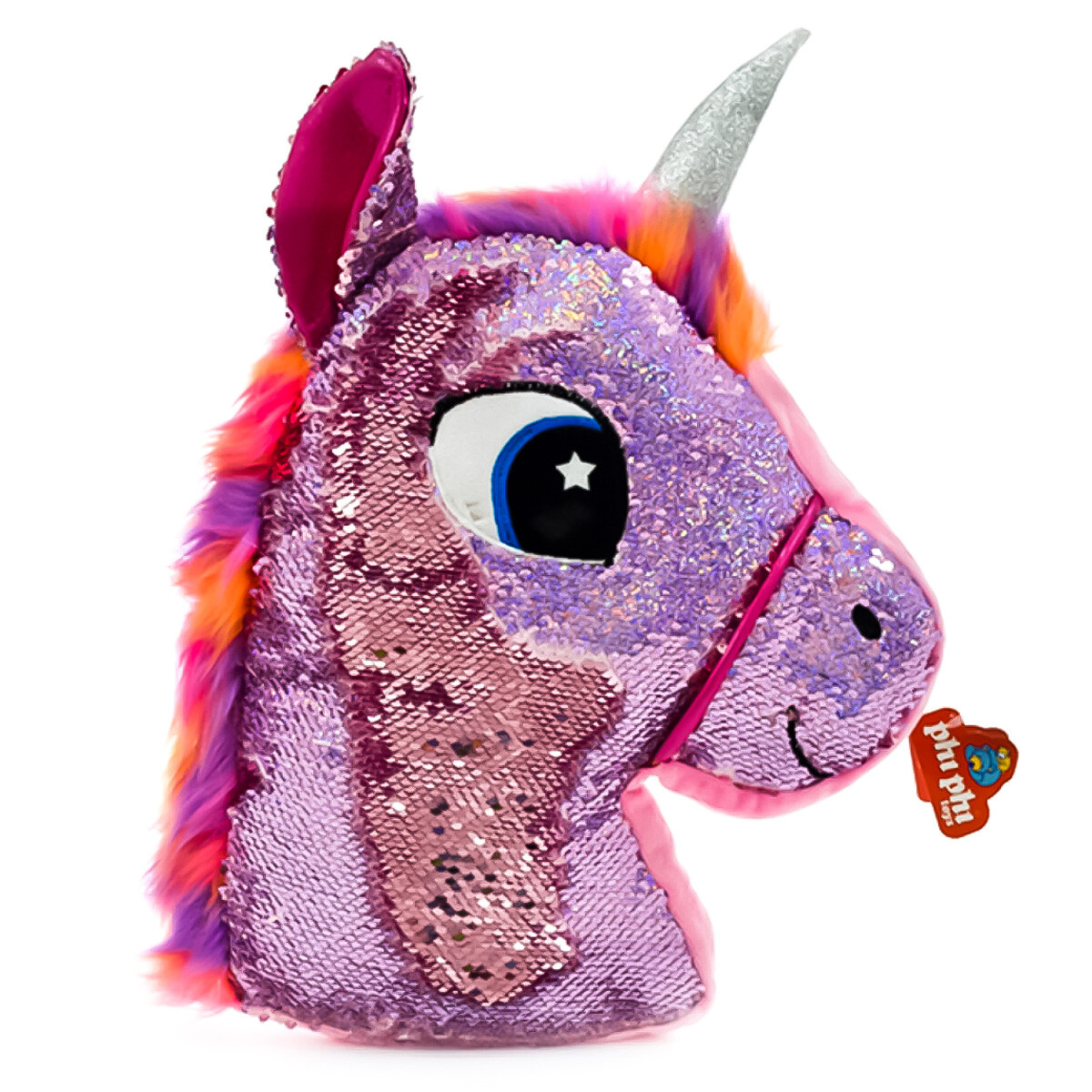 Almohadón Unicornio Lentejuelas Phi Phi Reversible - Rosado 