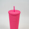 Vaso Con Tapa + Sorbito Vibra Fucsia