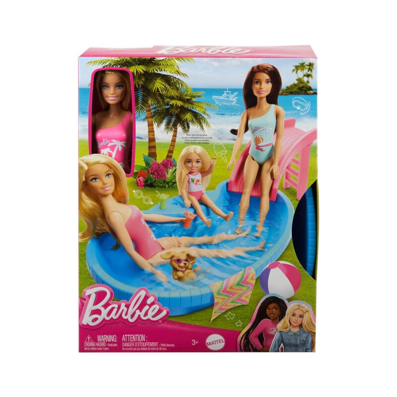 Muñeca Barbie Piscina, tobogán y Accesorios Muñeca Barbie Piscina, tobogán y Accesorios