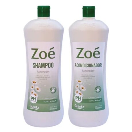 PACK SHAMPOO ZOE 1 LT ILUMINADOR MANZANILLA + ACONDICIONADOR 1 LT PACK SHAMPOO ZOE 1 LT ILUMINADOR MANZANILLA + ACONDICIONADOR 1 LT