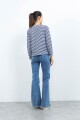 Remera rayada con bordado azul marino