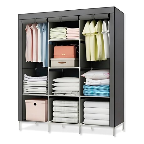 Ropero de 8 Estantes Desmontable de Caño y Tela TNT 175x45x130 Gris