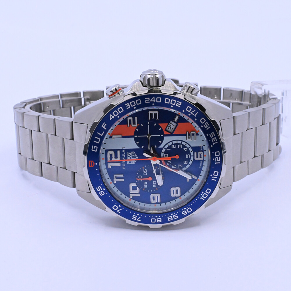 Tag Heuer Fórmula 1 Chronograph X Gulf quartz 43 mm, con estuche y papeles Tag Heuer Fórmula 1 Chronograph X Gulf quartz 43 mm, con estuche y papeles