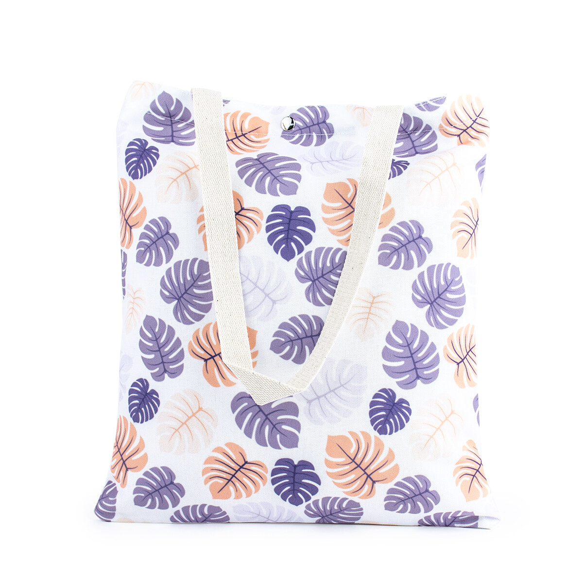 Bolso Tote Bag Estampado - Plantas Violetas Y Naranjas 