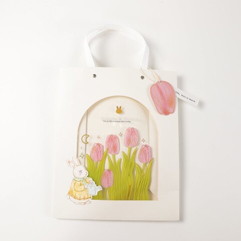 BOLSA DE REGALO CONEJO Y FLORES – TALLE M BOLSA DE REGALO CONEJO Y FLORES – TALLE M
