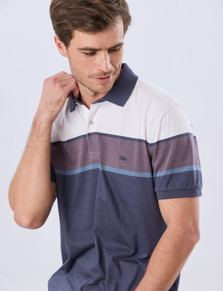 REMERA POLO RAYADA JERSEY Blanco
