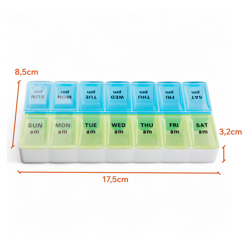 Pastillero semanal dos toma diaria organizador remedios Sin Color