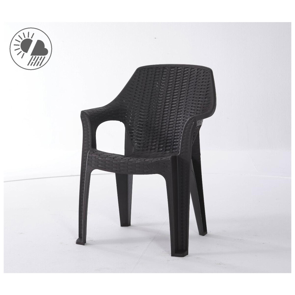 Silla De Plastico Con Posabrazos Apilable Negro