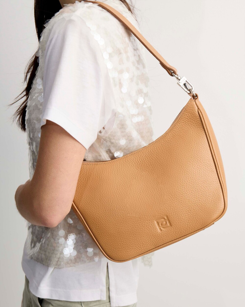 Bandolera Venice en cuero graneado Cuoio