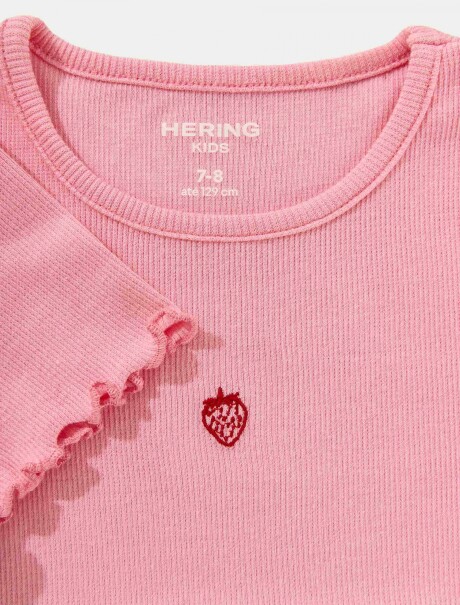 BLUSA MANGA CORTA INFANTIL CON ESTAMPADO ROSADO