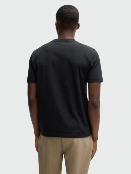 BOSS Camiseta de Algodón Elástico con Arte de Bandera Negro