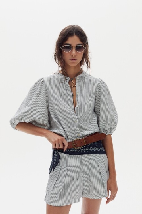 Camisa Bubble en Lino Eddie Stripes