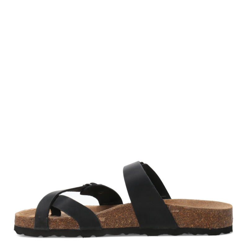 Sandalias de Mujer Freeway Casual Cork 03 Negro (Cuero Graso)