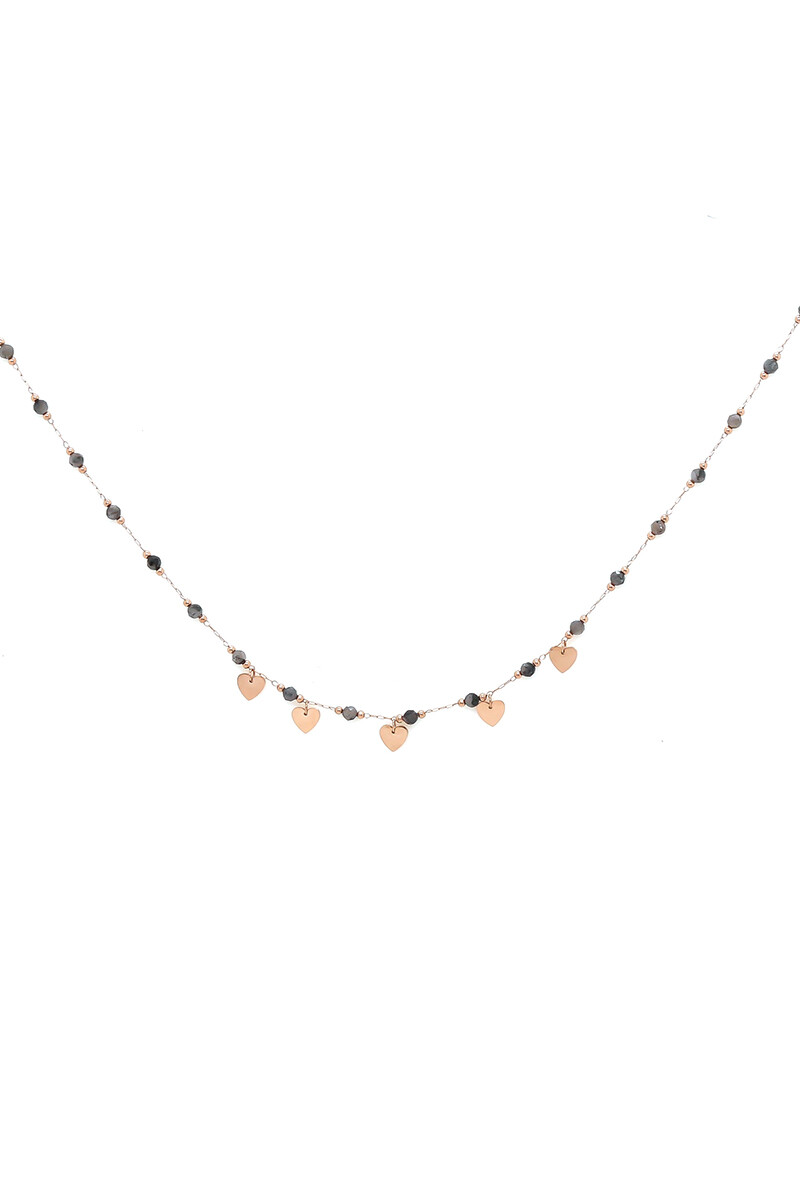 Collar con Piedras y Corazones dorado