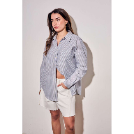 Camisa Rayada Azul