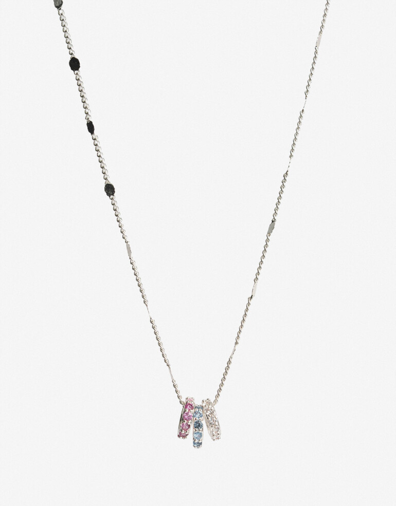Cadena Corta con Dije Strass Collar Con Dije Cubic - Plateado