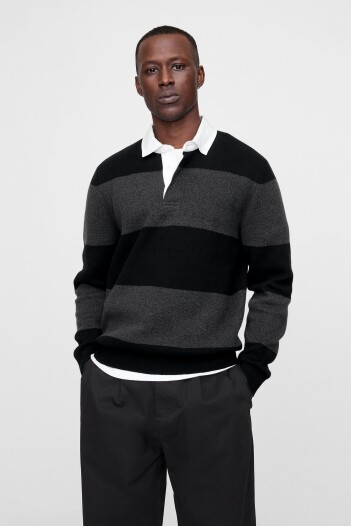 Buzo Tipo Polo A Rayas Hombre Grey Multi Stripe V2