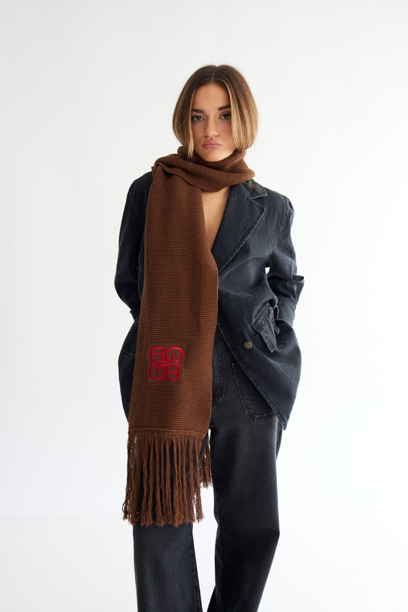 Bufanda Scarf Marrón con Rojo